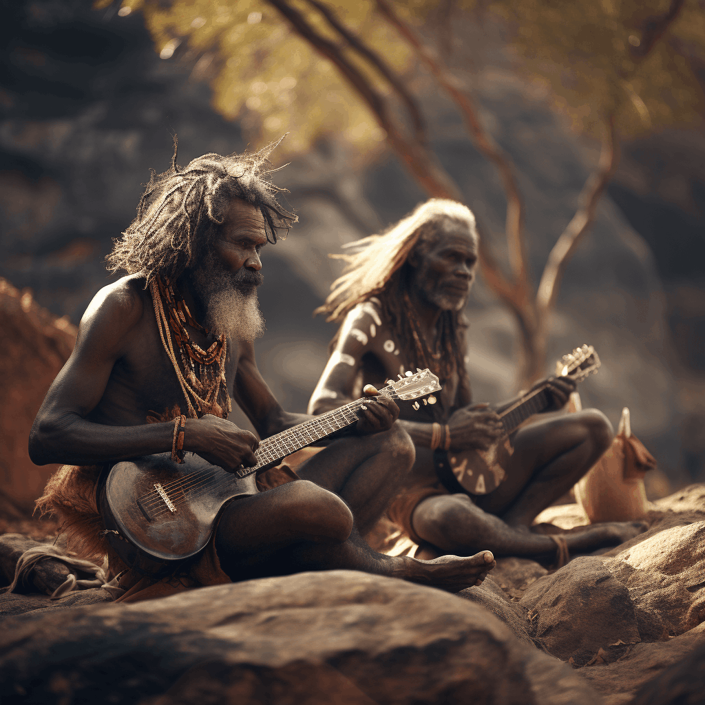Des aborigènes jouant de la musique